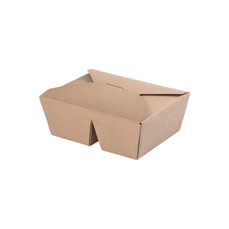 Škatuľka na vyberanie kraftového papiera Bento Box s 2 priehradkami, zložená hore