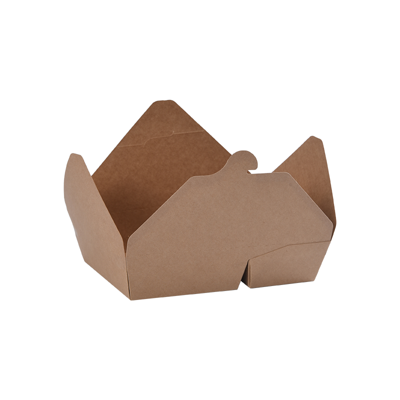Škatuľka na vyberanie kraftového papiera Bento Box s 2 priehradkami, zložená hore Škatuľka na vyberanie kraftového papiera Bento Box s 2 priehradkami, zložená hore
